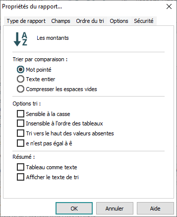 L'onglet Options